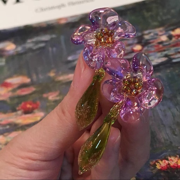 glass pendant fairy handmade earrings